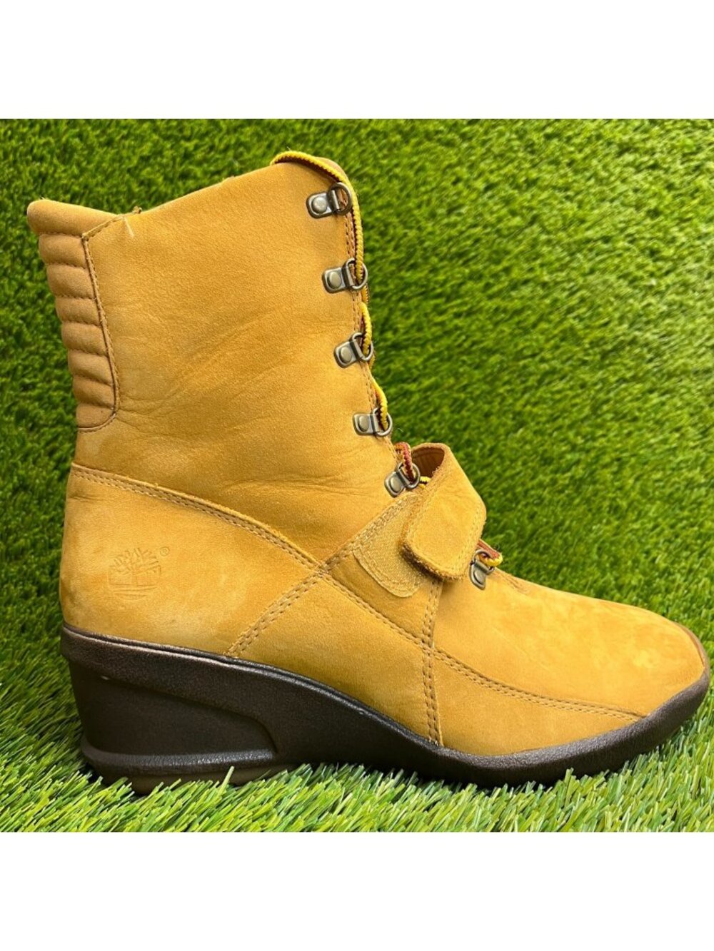 Timberland Amston Womens Size 8.5 Brown Classic Outdoor Leather Wedge Boots